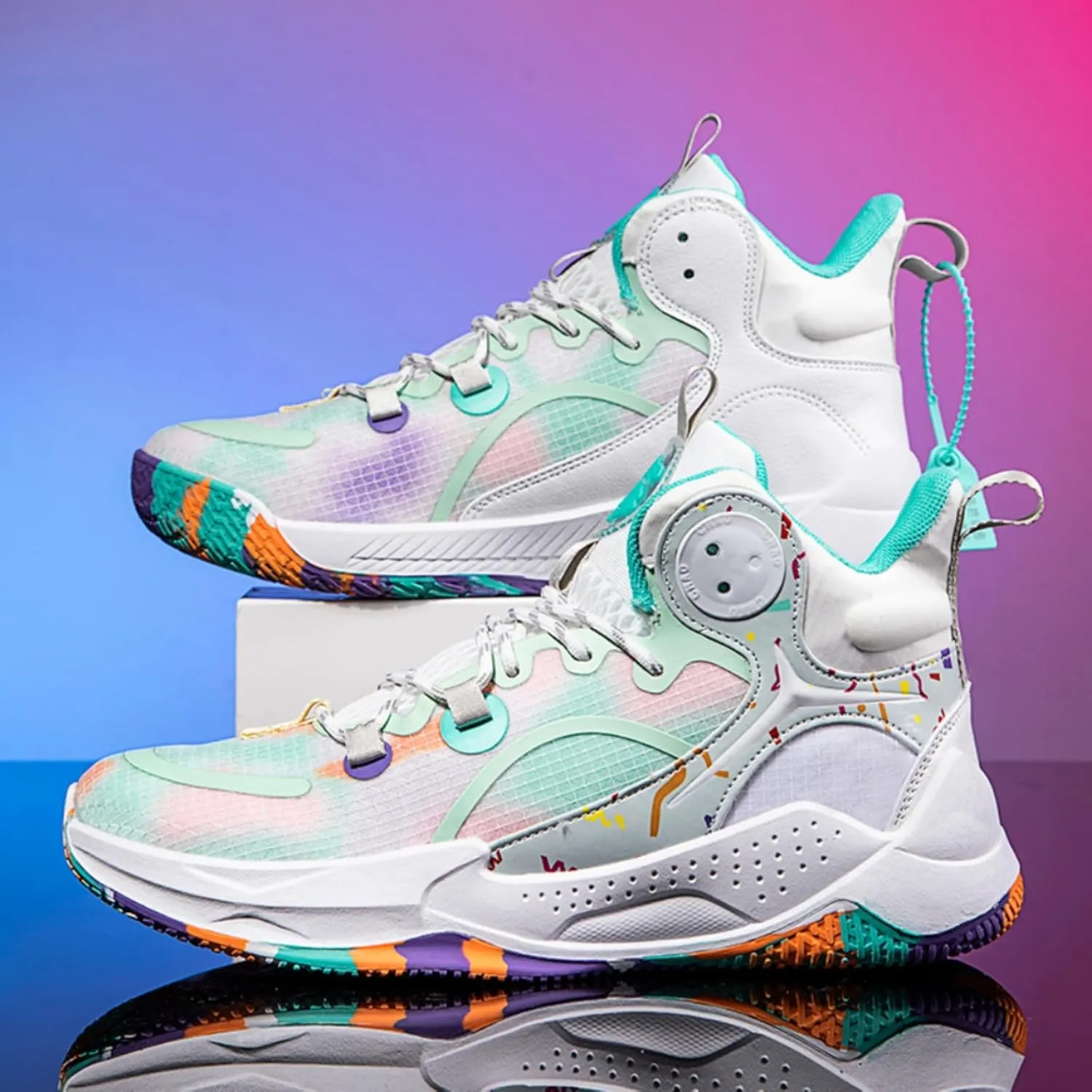 Womens High Top Fashion Graffiti Basketball Shoes Fashion Breathable Non-Slip Sneakers Comfortable Outdoor Running Training Sport Shoes