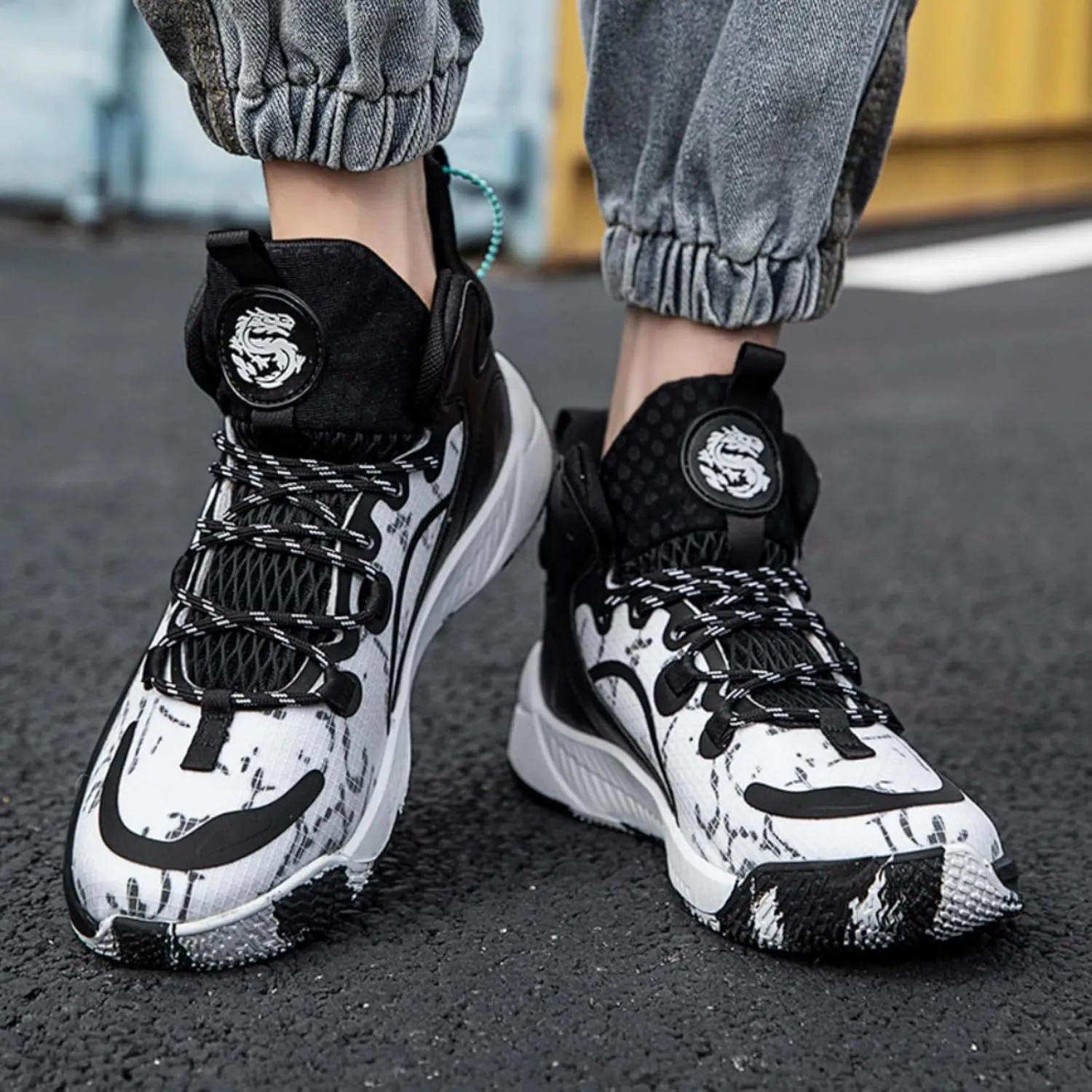 Womens High Top Fashion Graffiti Basketball Shoes Fashion Breathable Non-Slip Sneakers Comfortable Outdoor Running Training Sport Shoes