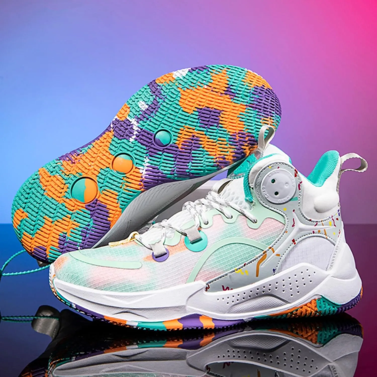 Womens High Top Fashion Graffiti Basketball Shoes Fashion Breathable Non-Slip Sneakers Comfortable Outdoor Running Training Sport Shoes