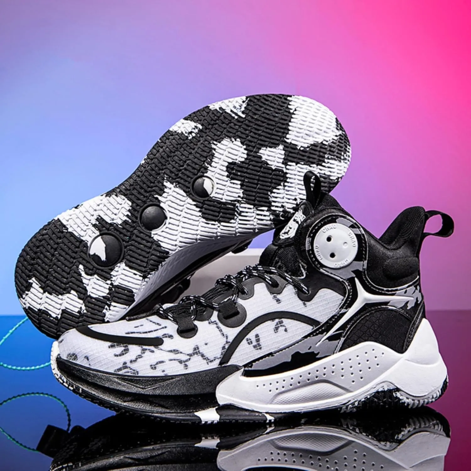 Womens High Top Fashion Graffiti Basketball Shoes Fashion Breathable Non-Slip Sneakers Comfortable Outdoor Running Training Sport Shoes