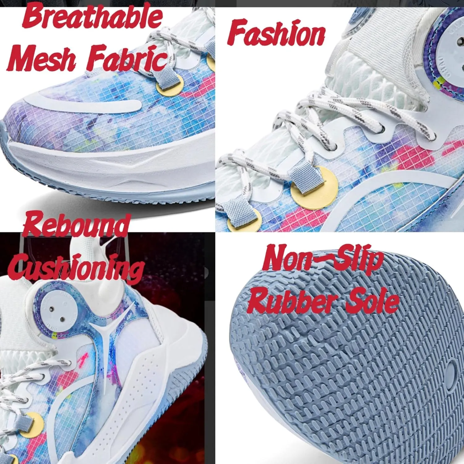 Womens High Top Fashion Graffiti Basketball Shoes Fashion Breathable Non-Slip Sneakers Comfortable Outdoor Running Training Sport Shoes