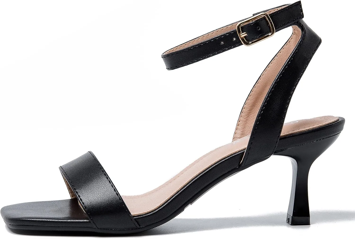 Women's Kitten Heels Sandals Ankle Strap Square Open Toe Summer Party Dress Wedding Dance Shoes