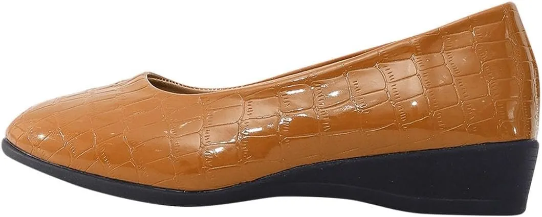 Women's Leather Classic Wedge Moccasins Platform Wedge Walking Shoes Casual Comfortable Slip On Closed Toe Shoes