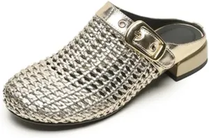 Women's Mules Clogs Round Toe Flat Woven Sandals
