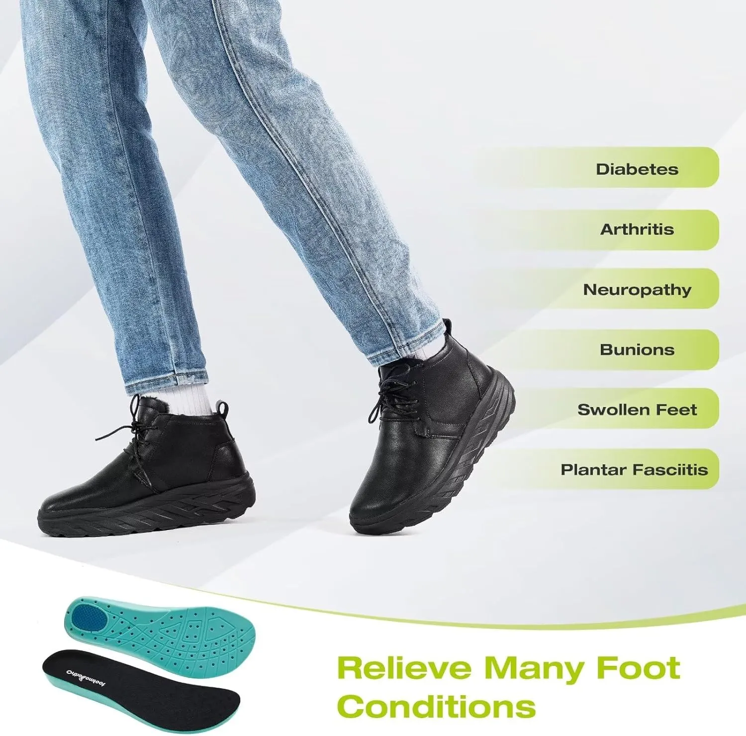 Women's Orthopedic Wide Leather Winter Ankle Boots: Comfortable Arch Support Walking Shoes for Diabetic and Orthotic, Casual Warm Plantar Fasciitis Dress Shoes for Foot and Heel Pain