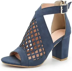 Women's Peep Toe Fashion Buckle Ankle Booties Summer Cutout Side Ankle Strap Buckle With Back Zipper Party Dress Pumps Shoes