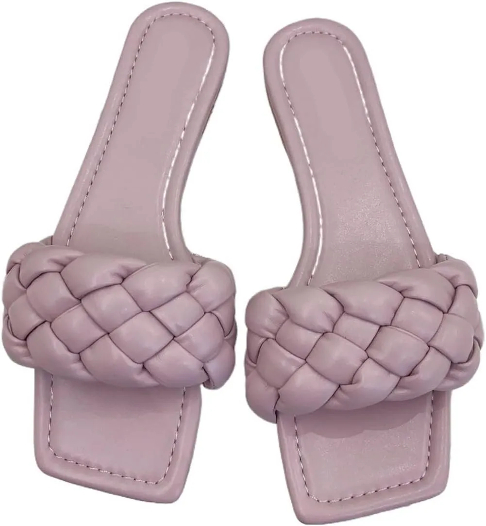 Womens Sandals Flat woven slippers for women new summer fashion outer wear open toe square head comfortable sandals