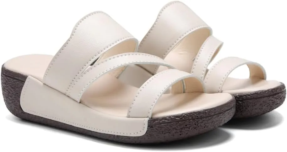 Women's Summer Fashion Platform Sandals - Slip on Outdoor Slides Slippers Shoes - Casual Wedge Sandals for Women