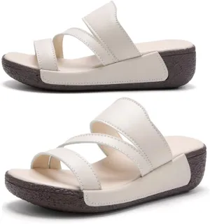 Women's Summer Fashion Platform Sandals - Slip on Outdoor Slides Slippers Shoes - Casual Wedge Sandals for Women