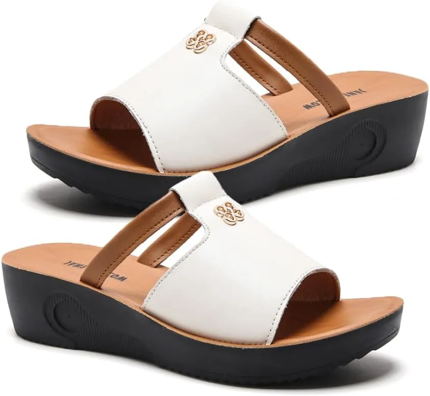 Women's Summer Fashion Platform Sandals - Slip on Outdoor Slides Slippers Shoes - Casual Wedge Sandals for Women