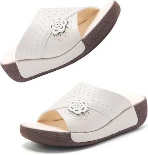 Women's Summer Fashion Platform Sandals - Slip on Outdoor Slides Slippers Shoes - Casual Wedge Sandals for Women