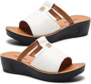 Women's Summer Fashion Platform Sandals - Slip on Outdoor Slides Slippers Shoes - Casual Wedge Sandals for Women