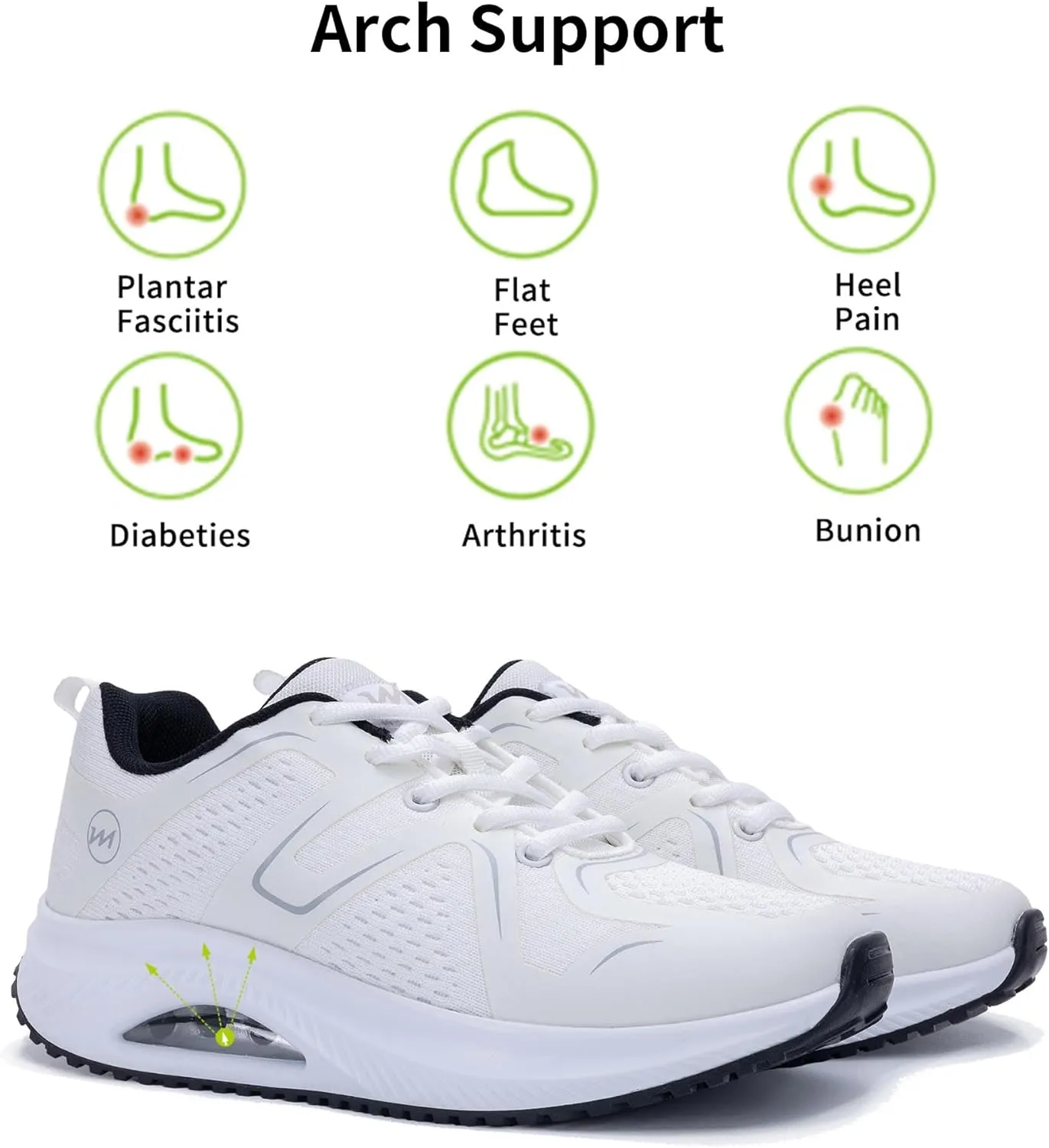 Womens Walking Shoes Arch Support Orthotic Fashion Sneakers Air Tennis Shoes for Plantar Fasciitis Pain Relief Pain Relief US 5.5-11