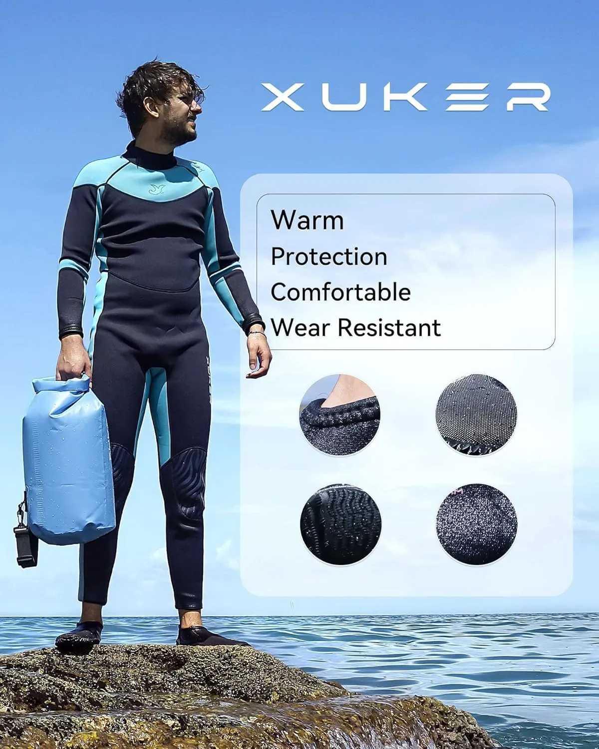 XUKER Neoprene Diving Boots 2mm, Wetsuit Booties Men Women Water Shoes with Anti-Slip Sole Sand Beach Shoes for Water Sports