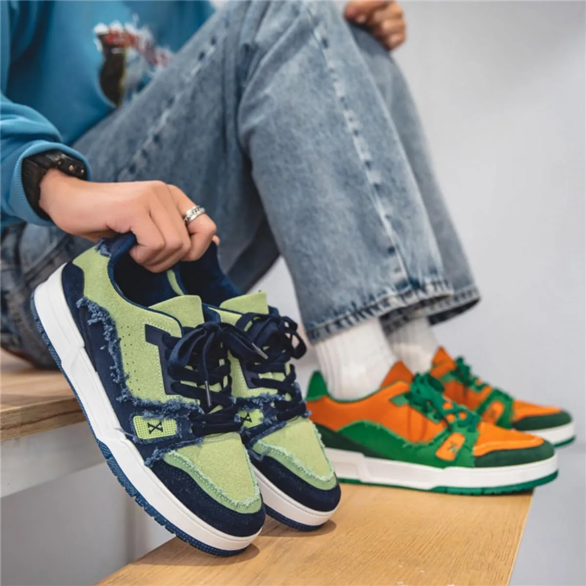 Y2K Breathable Fashion Lace Up Elevator Sneakers for Men Running Training Walking All Season Casual Shoes with Thick Sole and Height Increase Design