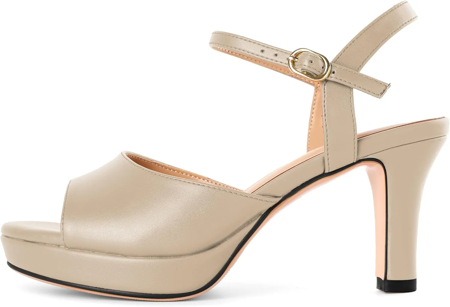 Zamikoo Womens Platform Heels Chunky High Heeled Sandals Open Round Toe Slingback Heels Ankle Strap Wedding Fashion Shoes 3.5 Inch